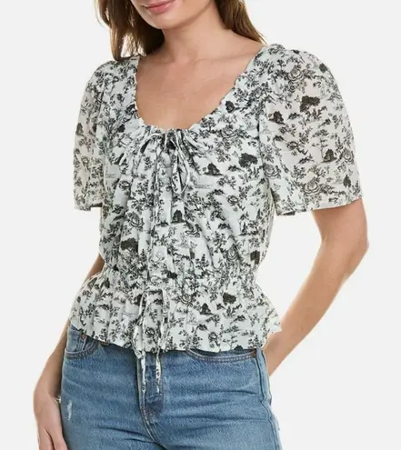 7 For All Mankind  Cotton Bohemian Top in Black & White Floral Size XL - Image 1