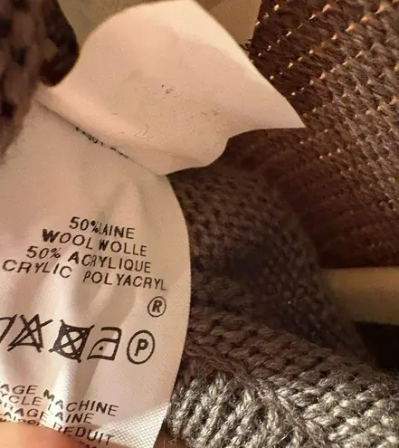 Saint James Cardigan Sweater Wool Knit Ribbed Big Buttons Long 14 Brown