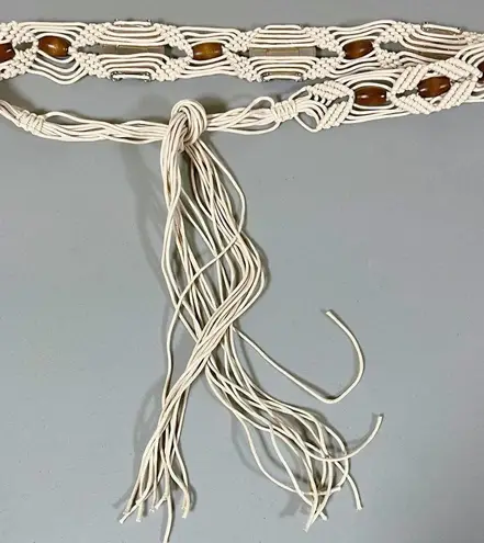 Beige Turquoise Stone Beaded Medallion Woven Weaved String Sash Waist Belt O/S 🩵🤎 Tan - Image 3