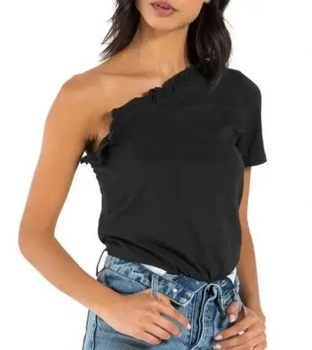 n:philanthropy NWT one shoulder ruffled black bodysuit size medium