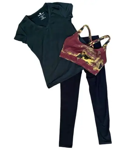 Three Piece Activewear Set for Women. Size Small. Black