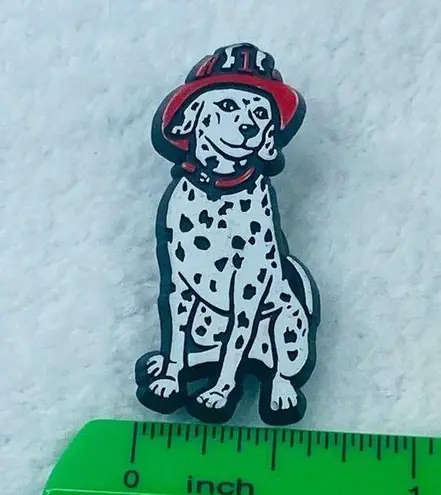 Firehouse Dalmation Dog Fire Hat Tie Tack Lapel Pin Jewelry Brooch Plastic