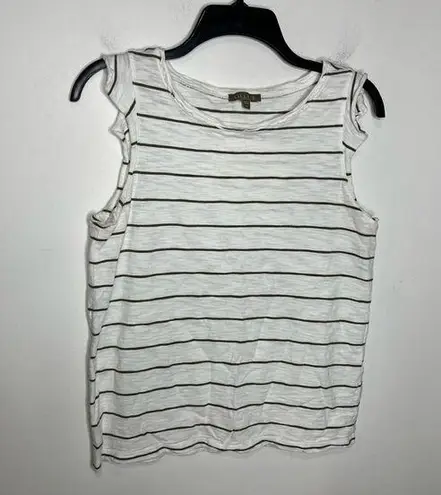 Lilla P 100% cotton ruffle sleeve tank top white size medium