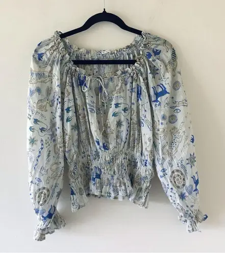 MOTHER Denim Mother The Doll Face Boho Peasant Cotton Blouse