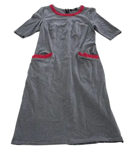 Eshakti Dress Womens 4 Knee Length Short Sleeve Pockets Spandex Red Trim