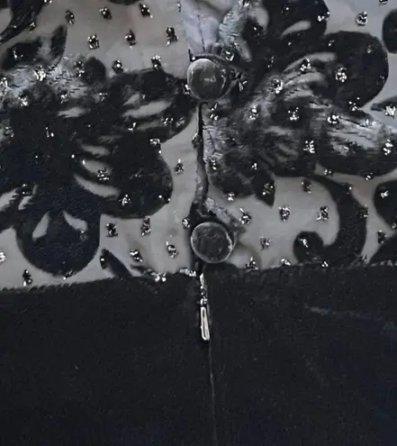 VTG 80s AJ Bari 12 14 Black Velvet Formal Wiggle Gown Dress Mermaid Long Evening