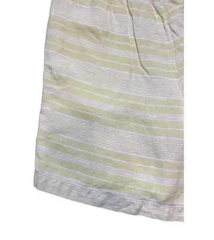 NEW J Jill 100% Linen Drawstring Striped Shorts Citron White Size M linen legenl Yellow Size M