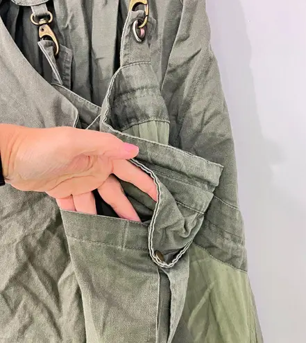 Osklen Small Olive Green Military Utility Overalls Parachute Dress