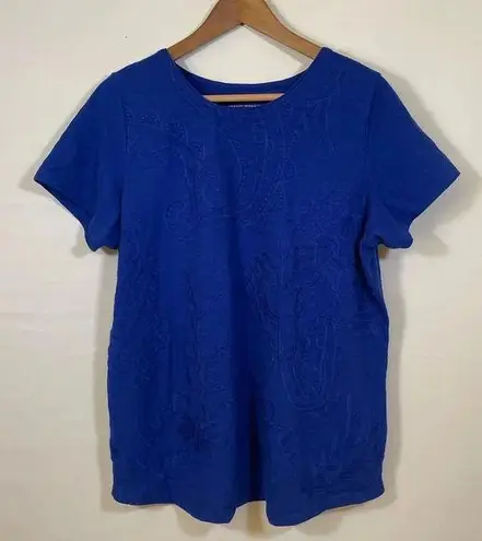 Allison Daley blue floral embroidered short sleeve top XL