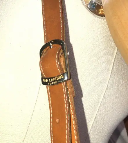 TED LAPIDUS Paris Monogram Leather Crossbody Strap Tote Shoulder Bag RARE HTF