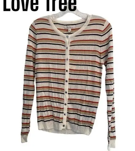 Love Tree  Button Front Cardigan Long Sleeve Stripe S NWT