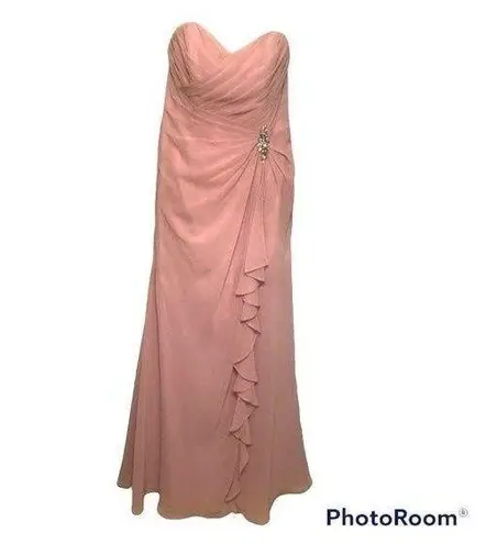 Alfred Angelo Sz 11 Dusty Pink Strapless Prom Dress