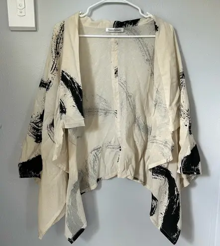 Yasuko kurisaka cotton shawl artsy lagenlook open front drapey cardigan kimono Black