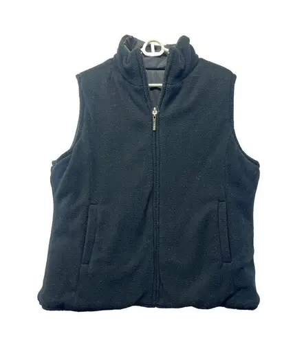 IZOD Women's Quilted Double Side Casual Puffer Vest Solid Black Size Large