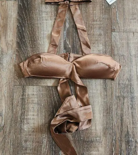 Retrofete Ross Top in Cognac Brown Size XS NWT Satin Padded Bust Strapless