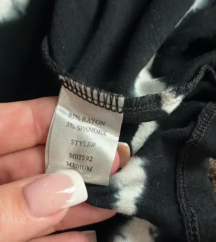 Elan Strapless black and white tie dye dress