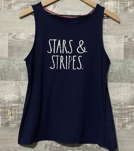 Rae Dunn STARS & STRIPES July Tank Top Dark Blue Ladies MED