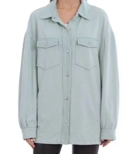 Avec Les Filles Mint Green French Terry Shirt Jacket Shacket