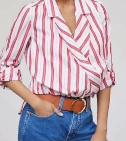 Harshman Striped Surplus Blouse In Red Stripe Red Size M