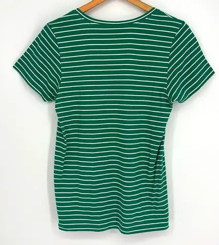 Pendleton Pima Striped Short Sleeve Tee Women’s Size Large Petite Green & White