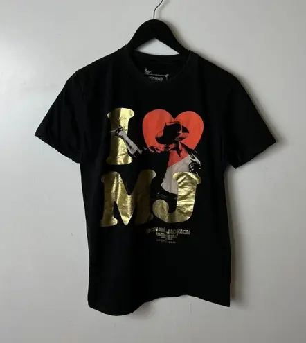 2013 Michael Jackson Graphic Tee Womens Cirque Du Soleil Medium Gold Foil Black