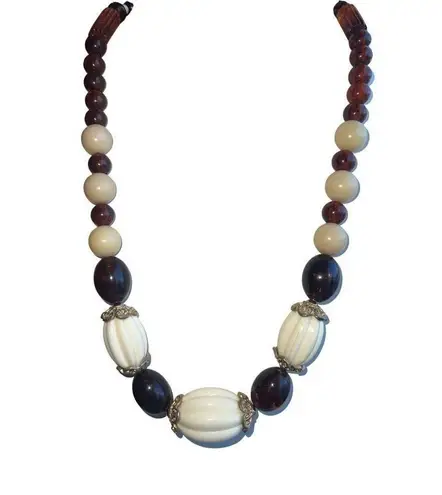 Women's Vintage Bakelite Necklace Beads 30 Inch Jewelry Bohemian Accessories Brown