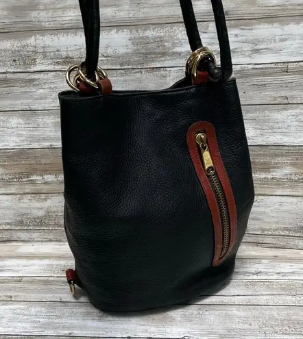 VTG Leather Bucket Purse Pattie Jarrell Black Convertible Sling Western 90s Boho