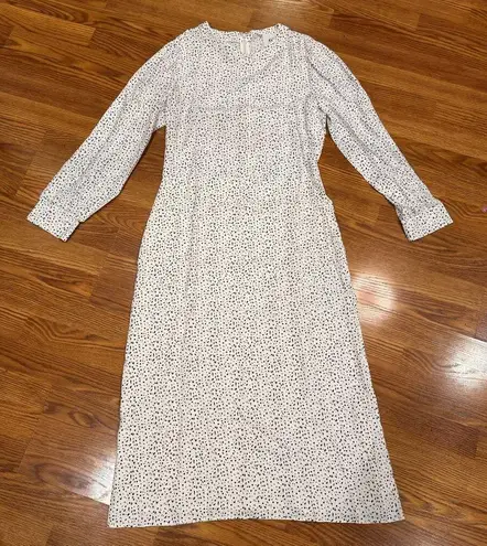 Goop G. Label White CITRINE PRINTED long sleeve midi DRESS size 12