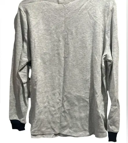 Treasure & Bond Grey Heather-Navy Crew Neck Contrast Trim Thermal Top Sz XL