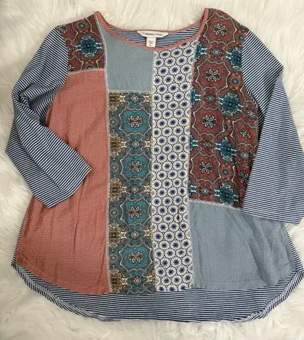 Coldwater Creek 🎄 Multicolor Patchwork 3/4 Sleeve Top - Image 1