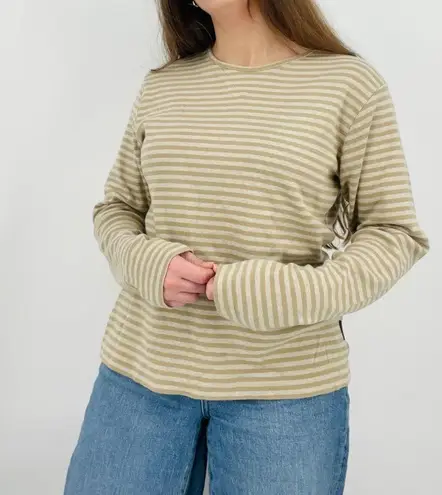 Woolrich  slouchy two tone oatmeal striped crewneck longsleeve shirt top size L