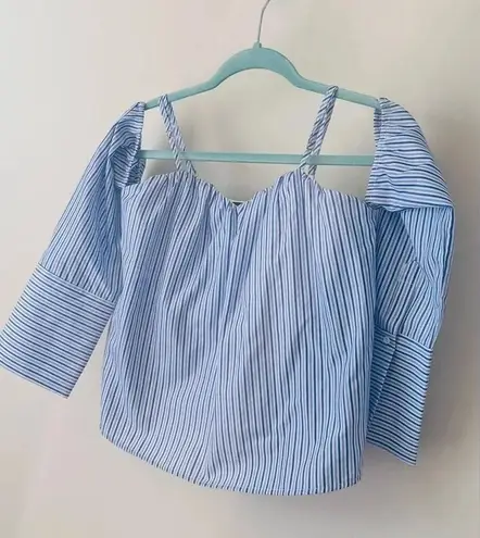A. Calin Off the Shoulder Pinstripe Blouse - Size Small NWT
