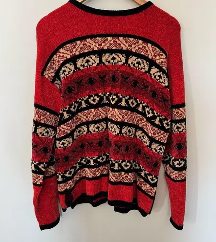 CB Milligan Milligan Brand Southwest Vintage Chenille Cardigan Size Medium Red