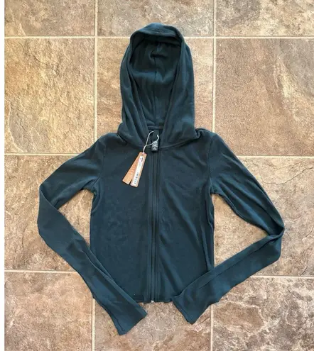 SKIMS Cotton Rib Zip Up Hoodie Spruce Size XS