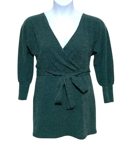 Francescas Harper Heritage Green Sweater Dress L Surplice Open Back Bow Boho NWT Size L