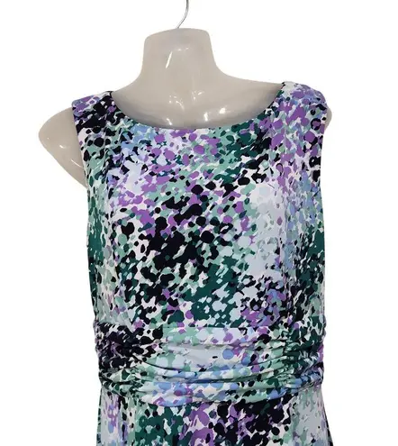 Christopher & Banks Geometric Print Ruched Waist A-Line Dress Multi Size 10