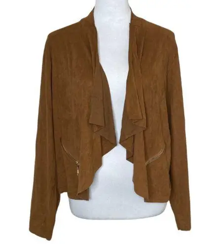 French Laundry Womens Waterfall Cardigan Brown Microfiber Fly Away Waterfall XL