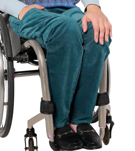 Denim & Co New Adaptive Wheelchair Fit Full Length Velveteen Pants Teal Size 10