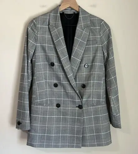 All Saints Women's Grey Plaid Oversized Blazer Size 2