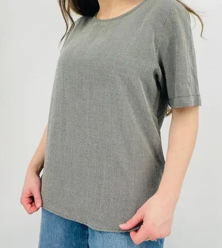 vintage cottagecore essential gingham blouse top flowy shortsleeve minimalist xs Black