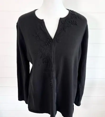 Hasting And Smith Women’s Sweater pullover Black Size 2X Embroidery