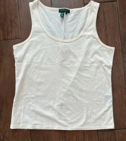 Ralph Lauren Lauren Active Butter Yellow Logo Tank 100% Cotton size Medium