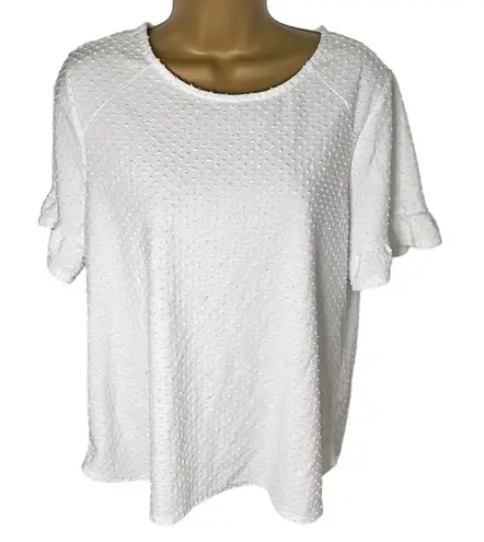 W5 Textured Flutter Sleeve Blouse White Large