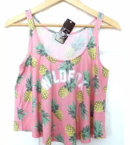 Wildfox  Pink Fiji Pineapple Rib Knit Crop Tank