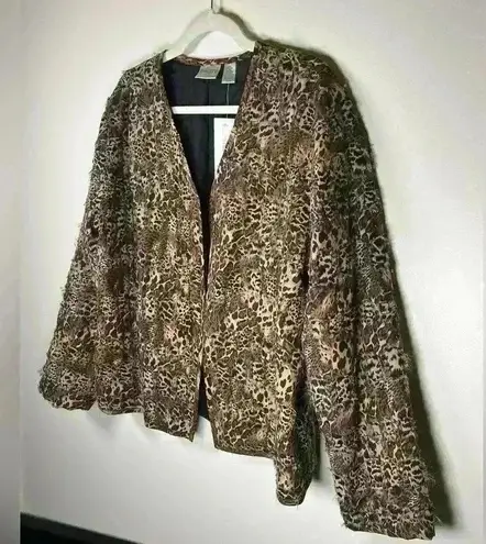 Chico's NWT Chico’s Women’s Size 1 (Medium/Size 8) Silk Open Front Jacket Animal Print