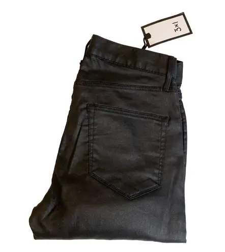 3x1 new  NYC ☏ Retro Coated Track Pant Joggers Jeans ☏ Black 24 ☏ Fashion Forward