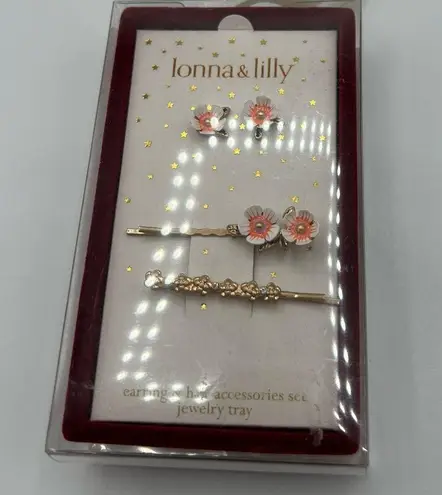 lonna & lillyWhite Flower Bobby Pins & Earrings Set in Gold