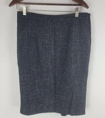 Max Mara Tweed Wool Pencil Skirt Italy Black Lined Size M/L