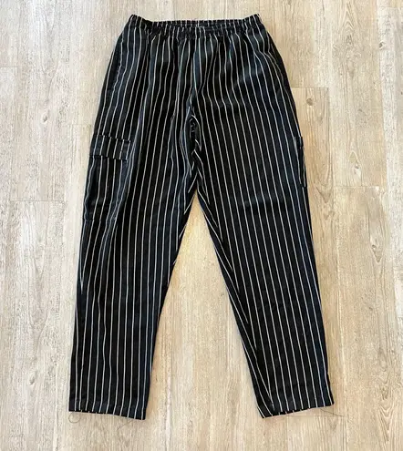 Unisex KNG Black and White Stripe Chef Kitchen Pants