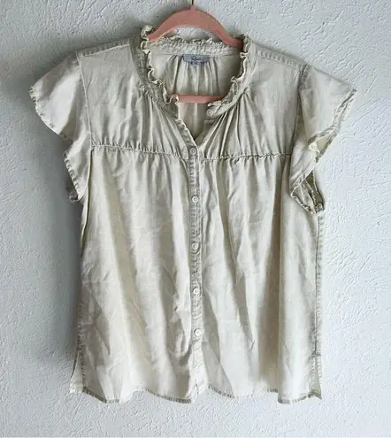 Rails Ruthie Top Sage Acid Wash Sz Medium Tencel/ Linen/ Ramie